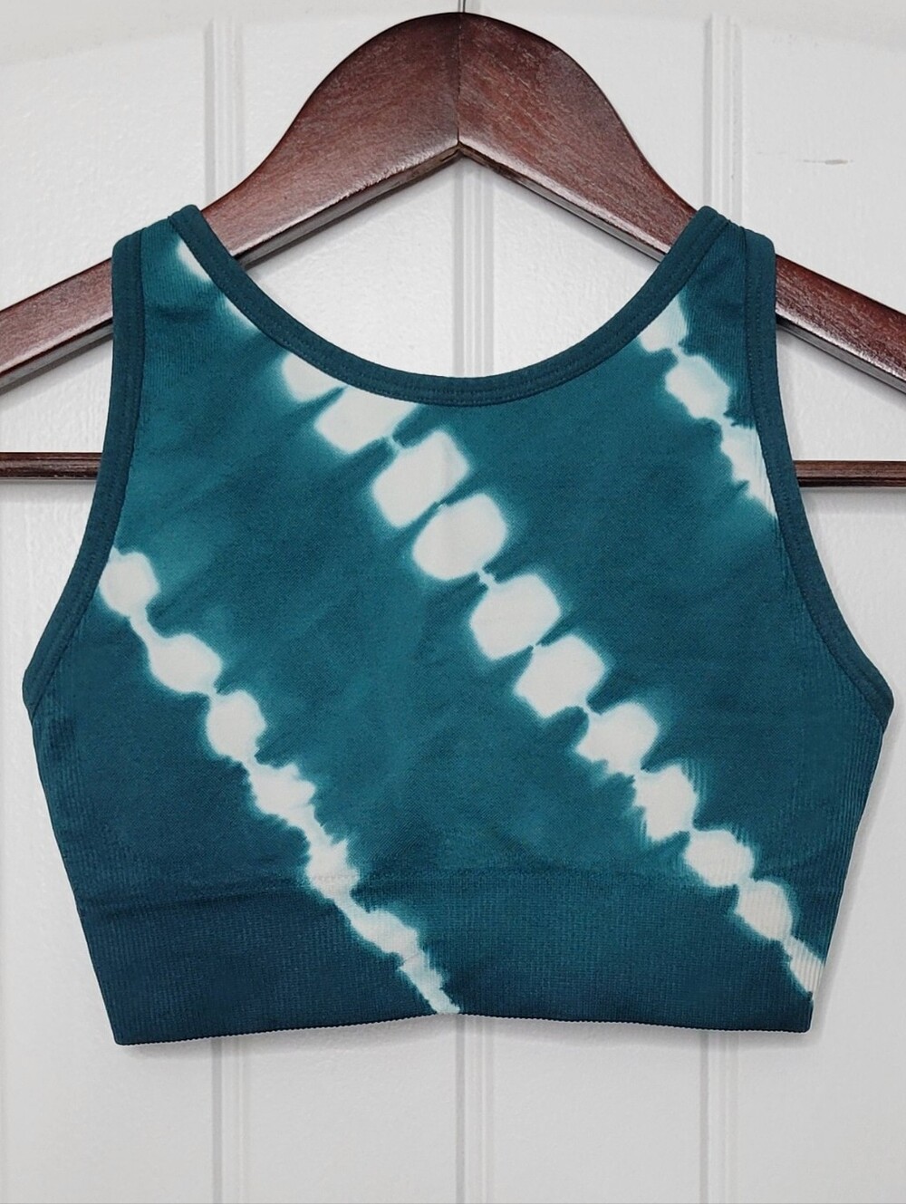 Avia Teal and White Tie-Dye Sports Bra